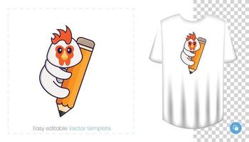 simpatico personaggio di pollo. stampe su t-shirt, felpe, custodie per cellulari, souvenir. illustrazione vettoriale isolato su sfondo bianco.