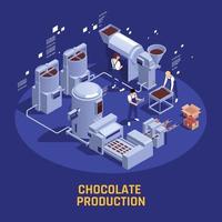 poster isometrico di produzione di cioccolato vettore