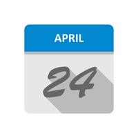 24 aprile Data su un calendario per un solo giorno vettore