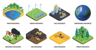 insieme isometrico delle risorse naturali vettore