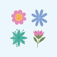 quattro fiori colorati vettore