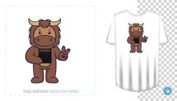 simpatico personaggio mascotte toro. può essere utilizzato su adesivi, toppe, tessuti, carta, stoffa e altro. vettore