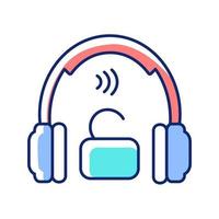 aprire indietro le cuffie icona colore rgb. auricolari over-ear per il mastering professionale della musica. auricolare cablato senza blocco del rumore. illustrazione vettoriale isolato. semplice disegno a tratteggio pieno