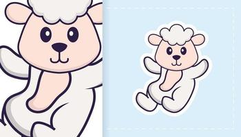 simpatico personaggio mascotte di pecora. può essere utilizzato per adesivi, toppe, tessuti, carta. illustrazione vettoriale