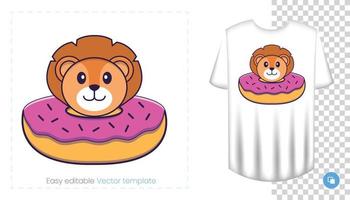 simpatico personaggio di leone. stampe su t-shirt, felpe, custodie per cellulari, souvenir. illustrazione vettoriale isolato su sfondo bianco.