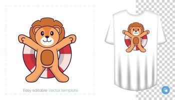 simpatico personaggio di leone. stampe su t-shirt, felpe, custodie per cellulari, souvenir. illustrazione vettoriale isolato su sfondo bianco.