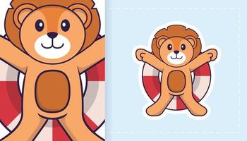 simpatico personaggio mascotte leone. può essere utilizzato per adesivi, toppe, tessuti, carta. illustrazione vettoriale