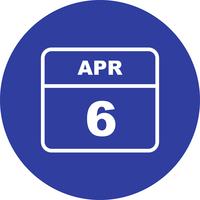 6 aprile Data su un calendario per un solo giorno vettore
