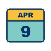 9 aprile Data su un calendario per un solo giorno vettore