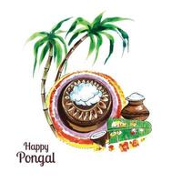 felice pongal holiday card design del festival dell'india vettore