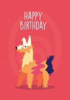 cartone animato lama e buon compleanno disegno vettoriale