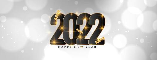 felice anno nuovo 2022 design banner bokeh bianco vettore