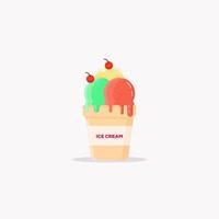 illustrazione di gelato design piatto con colorato, vettore di gelato, illustrazione di cibo dolce