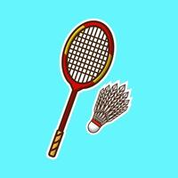 illustrazione di badminton e volano di racchetta, icona di badminton, vettore di badminton, design isolato di racchetta e volano