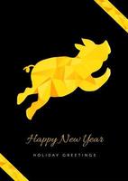 poster di festa di felice anno nuovo 2019 con simbolo di maiale vettore