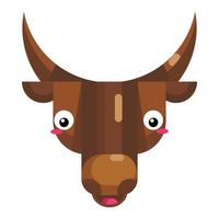 emoji faccia di toro timido, icona di mucca sorridente arrossita isolato segno di emozione vettore