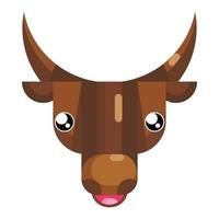 emoji faccia di toro allegro, icona di mucca sorridente felice isolato segno di emozione vettore