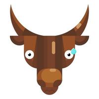 emoji faccia di toro impaurita, icona di mucca sudata isolato segno di emozione vettore