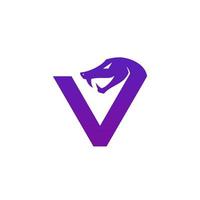 serpente vipera che forma la lettera v logo design vettore