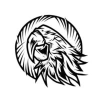 linea d'arte del logo della testa del pappagallo vettore