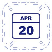 20 aprile Data su un calendario per un solo giorno vettore