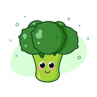 simpatico personaggio broccoli mascotte clip art in design piatto icona illustrazione vettoriale eps10