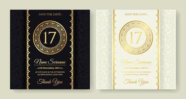 invito di compleanno elegante in stile ornamento vettore