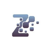 z design del logo della lettera iniziale con pixel digitali vettore