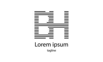 lettera iniziale vettoriale bh design del logo tipografia semplice