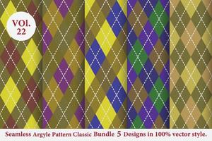 argyle modello classico vettore bundle 5 disegni tradizionali, sfondo trama tessuto