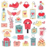 amo l'ufficio postale, i messaggi, la posta. oggetti romantici di san valentino. vettore