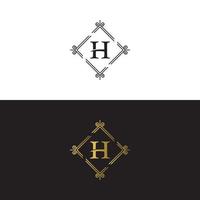 lettera di lusso mark h logo design template vettoriale
