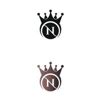 modello di vettore del logo della lettera della corona di lusso del segno della lettera n
