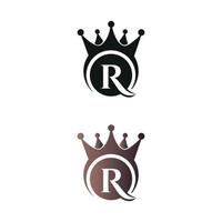 marchio di lusso corona lettera r lettera logo modello vettoriale