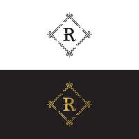 lettera di lusso mark r logo design template vettoriale