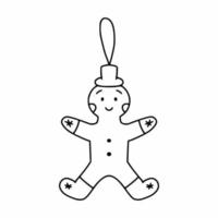 stile indoodle dell'uomo di pan di zenzero. biscotti allo zenzero per il nuovo anno. decorazione per albero di natale. vettore