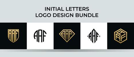 lettere iniziali aaf logo design bundle vettore