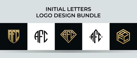 lettere iniziali afc logo design bundle vettore