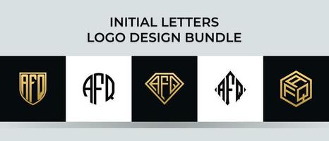 lettere iniziali afq logo design bundle vettore