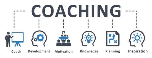 icona di coaching - illustrazione vettoriale. formazione, insegnamento, allenatore, seminario, apprendimento, educazione, motivazione, infografica, modello, presentazione, concetto, banner, pittogramma, set di icone, icone. vettore