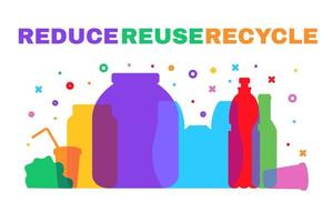 ridurre i rifiuti di plastica e ordinare i poster della spazzatura vettore