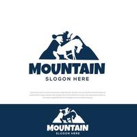 cavallo e montagna vector logo design, simbolo, icona, cavallo, modello di progettazione