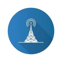 icona del glifo con ombra lunga design piatto torre radio. antenna. illustrazione vettoriale silhouette