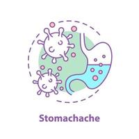 icona del concetto di mal di stomaco. illustrazione della linea sottile di idea di indigestione. mal di stomaco. gastroenterologia. disegno vettoriale isolato contorno