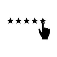 icona del glifo ad alta valutazione. feedback e recensioni positivi dei clienti. classifica. clic sulla scala di valutazione. simbolo di sagoma. spazio negativo. illustrazione vettoriale isolato