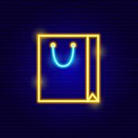 icona della borsa del negozio al neon vettore