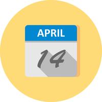 14 aprile Data su un calendario per un solo giorno vettore