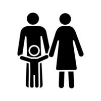 icona del glifo con supporto per i bambini. simbolo di sagoma. famiglia. assistenza all'infanzia. paternità felice. spazio negativo. illustrazione vettoriale isolato