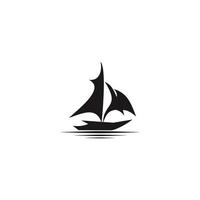 sagoma del design del logo della nave, barca a vela tradizionale dall'Asia vettore