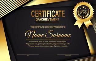 modello di certificato di lusso in oro nero vettore